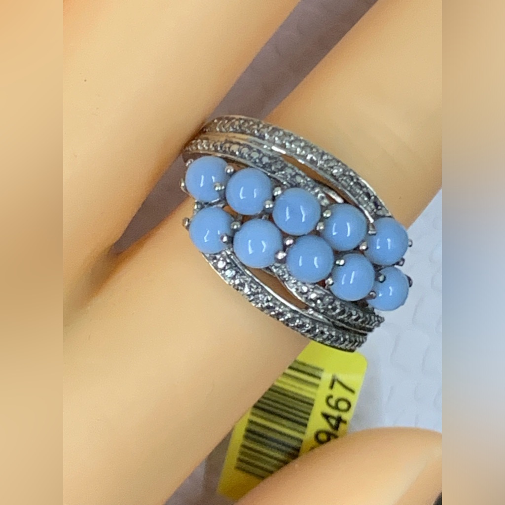 Signed Sts 925 Sterling Silver Chalcedony Ring Size 9
